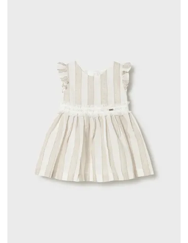 Vestido rayas fajin - Avellana  