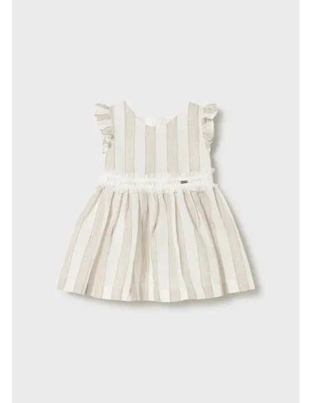 Vestido rayas fajin - Avellana  
