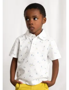 Polo m/c estampado - Bco-oliva 