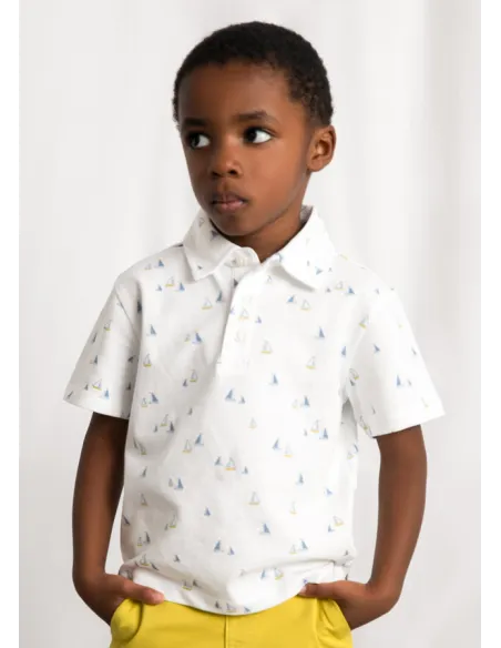 Polo m/c estampado - Bco-oliva 