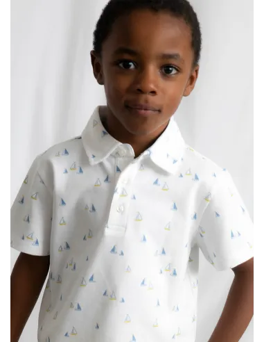 Polo m/c estampado - Bco-oliva 