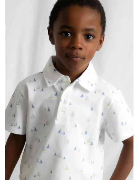 Polo m/c estampado - Bco-oliva 