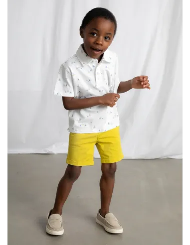 Polo m/c estampado - Bco-oliva 