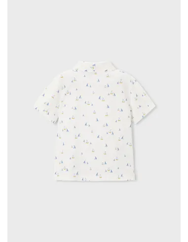 Polo m/c estampado - Bco-oliva 