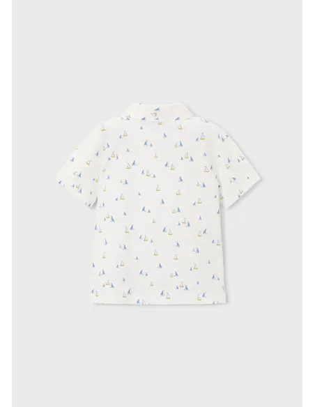 Polo m/c estampado - Bco-oliva 