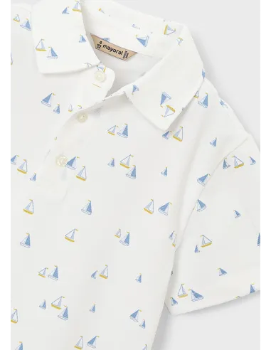 Polo m/c estampado - Bco-oliva 