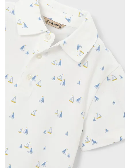 Polo m/c estampado - Bco-oliva 