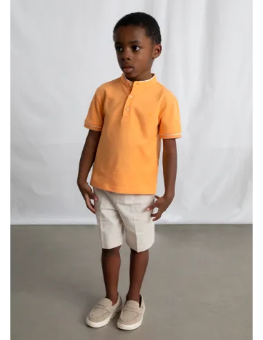 Polo m/c cuello mao - Peach     
