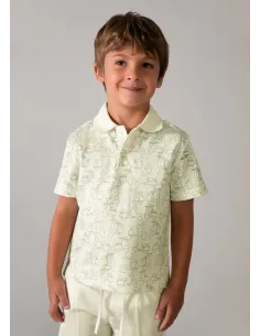 Polo m/c estampado - Nata-alga 