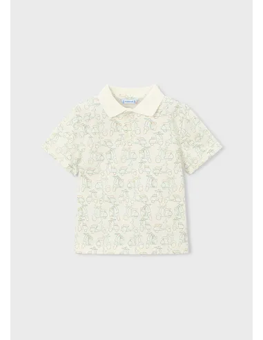 Polo m/c estampado - Nata-alga 