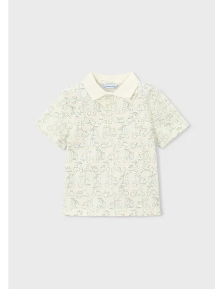 Polo m/c estampado - Nata-alga 