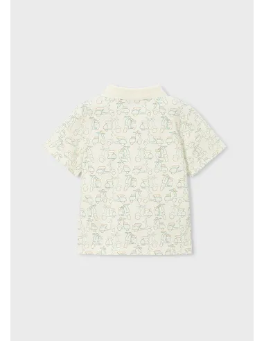 Polo m/c estampado - Nata-alga 