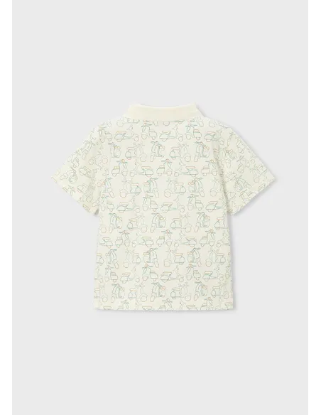 Polo m/c estampado - Nata-alga 