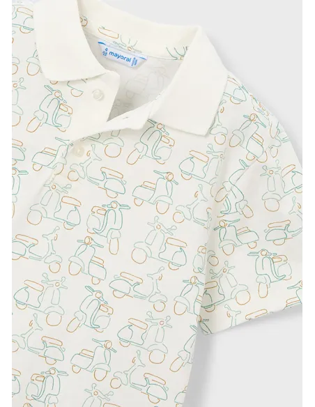 Polo m/c estampado - Nata-alga 