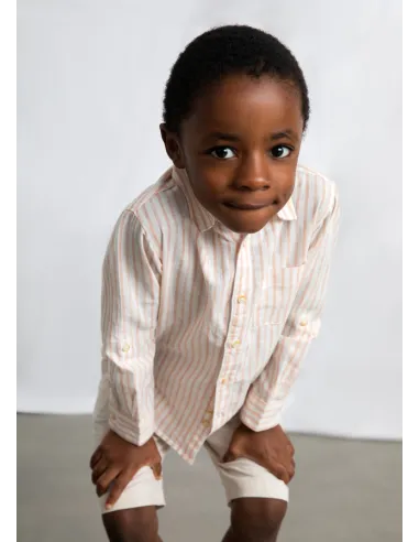 Camisa m/l lino c/camisero - Peach     