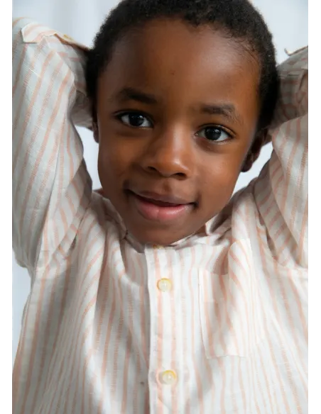 Camisa m/l lino c/camisero - Peach     