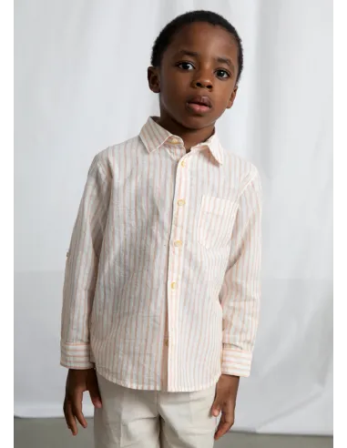 Camisa m/l lino c/camisero - Peach     