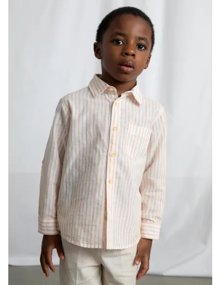 Camisa m/l lino c/camisero - Peach     