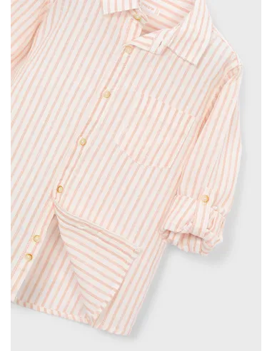 Camisa m/l lino c/camisero - Peach     