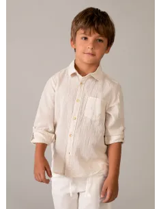Camisa m/l lino c/camisero - Avena mez 
