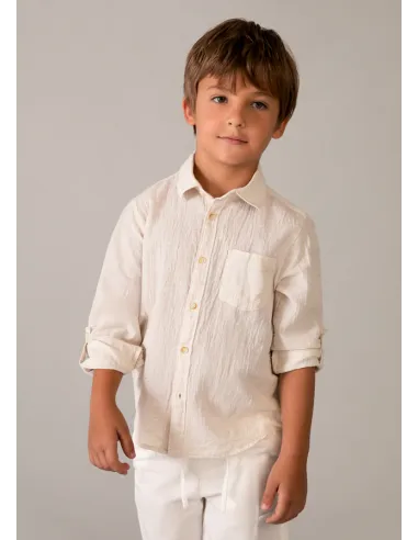 Camisa m/l lino c/camisero - Avena mez 
