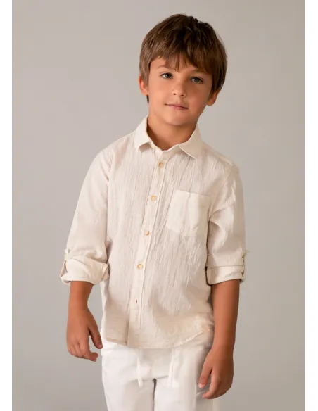 Camisa m/l lino c/camisero - Avena mez 