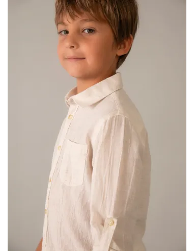 Camisa m/l lino c/camisero - Avena mez 
