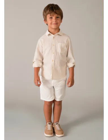 Camisa m/l lino c/camisero - Avena mez 