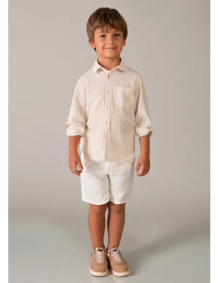 Camisa m/l lino c/camisero - Avena mez 