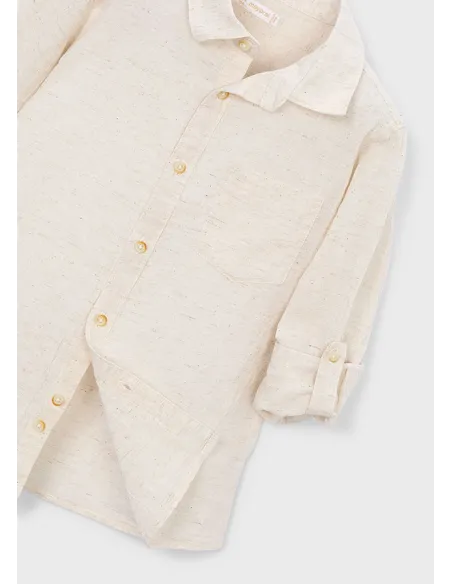 Camisa m/l lino c/camisero - Avena mez 