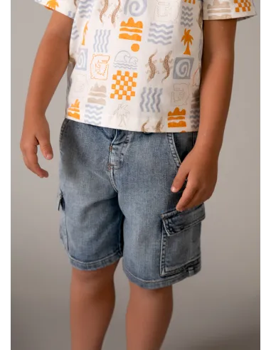 Super bermuda denim cargo - Claro     