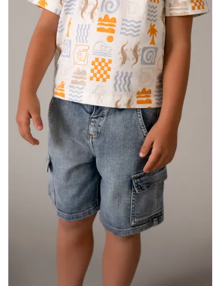 Super bermuda denim cargo - Claro     