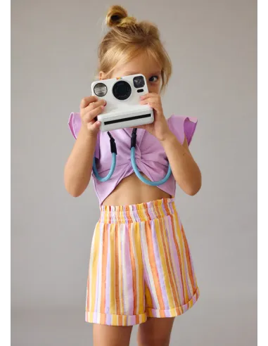 Conj. short rayas - Lilac     