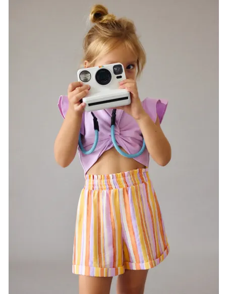 Conj. short rayas - Lilac     