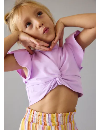 Conj. short rayas - Lilac     