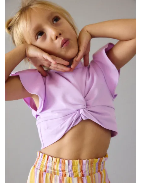 Conj. short rayas - Lilac     