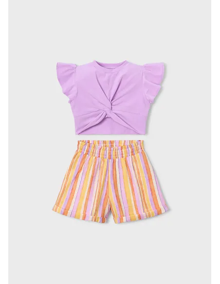 Conj. short rayas - Lilac     