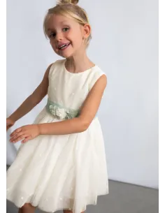 Vestido tul bordado - Crudo     