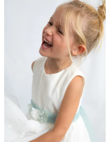 Vestido tul bordado - Crudo     