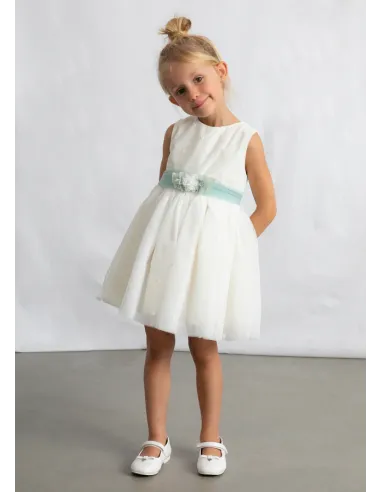 Vestido tul bordado - Crudo     