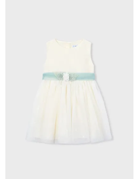 Vestido tul bordado - Crudo     