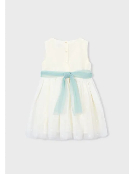 Vestido tul bordado - Crudo     