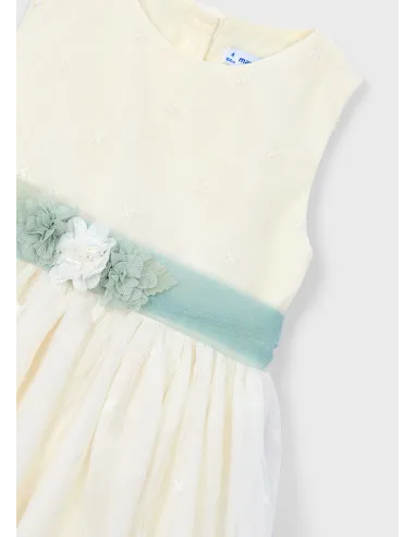 Vestido tul bordado - Crudo     