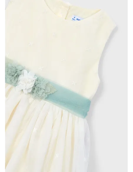 Vestido tul bordado - Crudo     