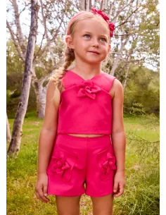 Conj. bermuda crepe flores - Clavel    