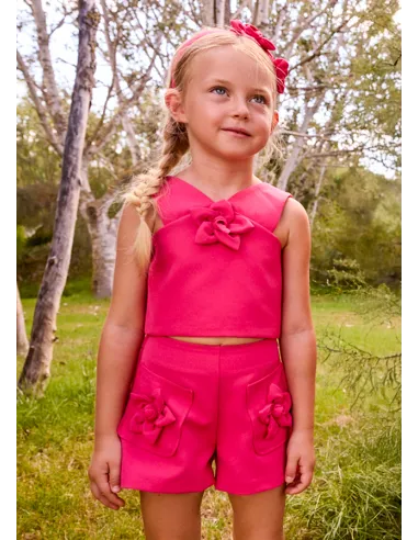 Conj. bermuda crepe flores - Clavel    