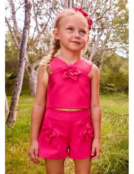 Conj. bermuda crepe flores - Clavel    