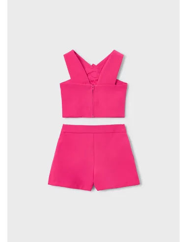 Conj. bermuda crepe flores - Clavel    