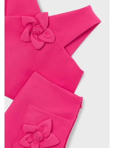 Conj. bermuda crepe flores - Clavel    