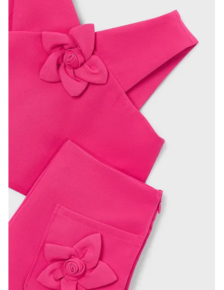 Conj. bermuda crepe flores - Clavel    